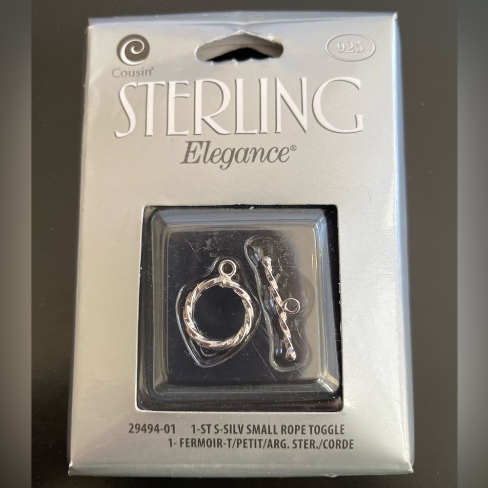 New - Sterling Silver 925 Small Rope Toggle. Necklace or Bracelet component